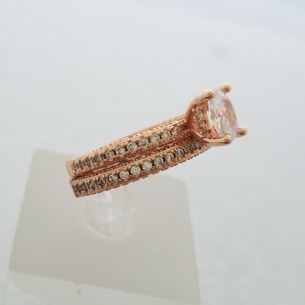(2pcs) 1ct TW 18k Over Sterling Ring Set - Picture 5 of 8